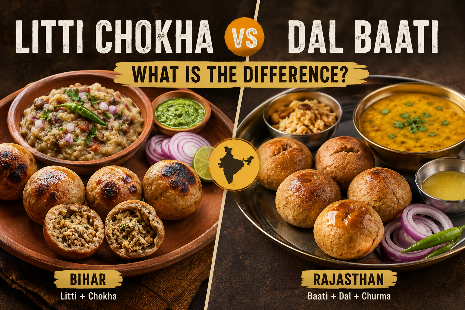 Litti Chokha vs Dal Baati – Difference Between Bihar and Rajasthan’s Traditional Dishes