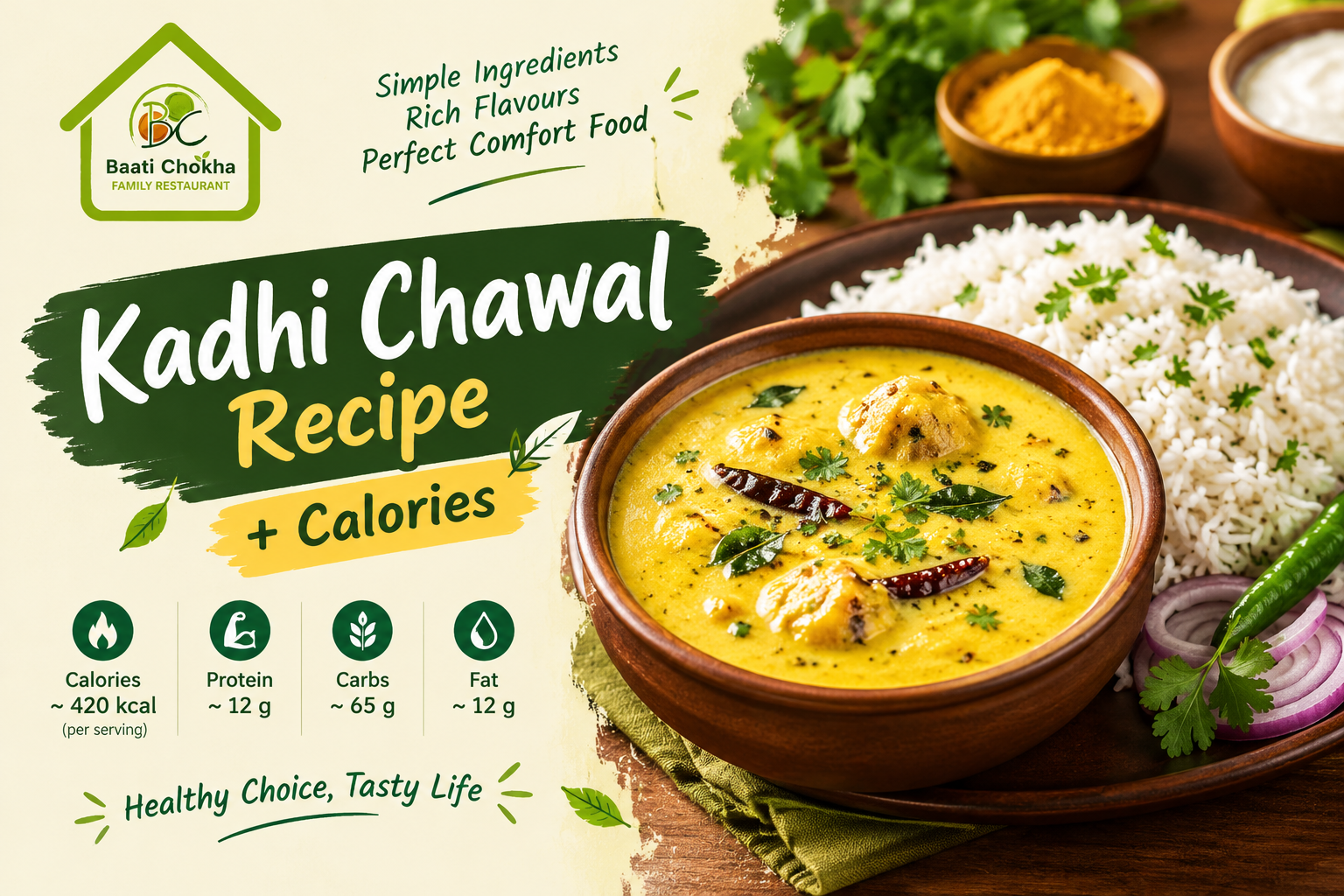 Kadhi Chawal Recipe + Calories
